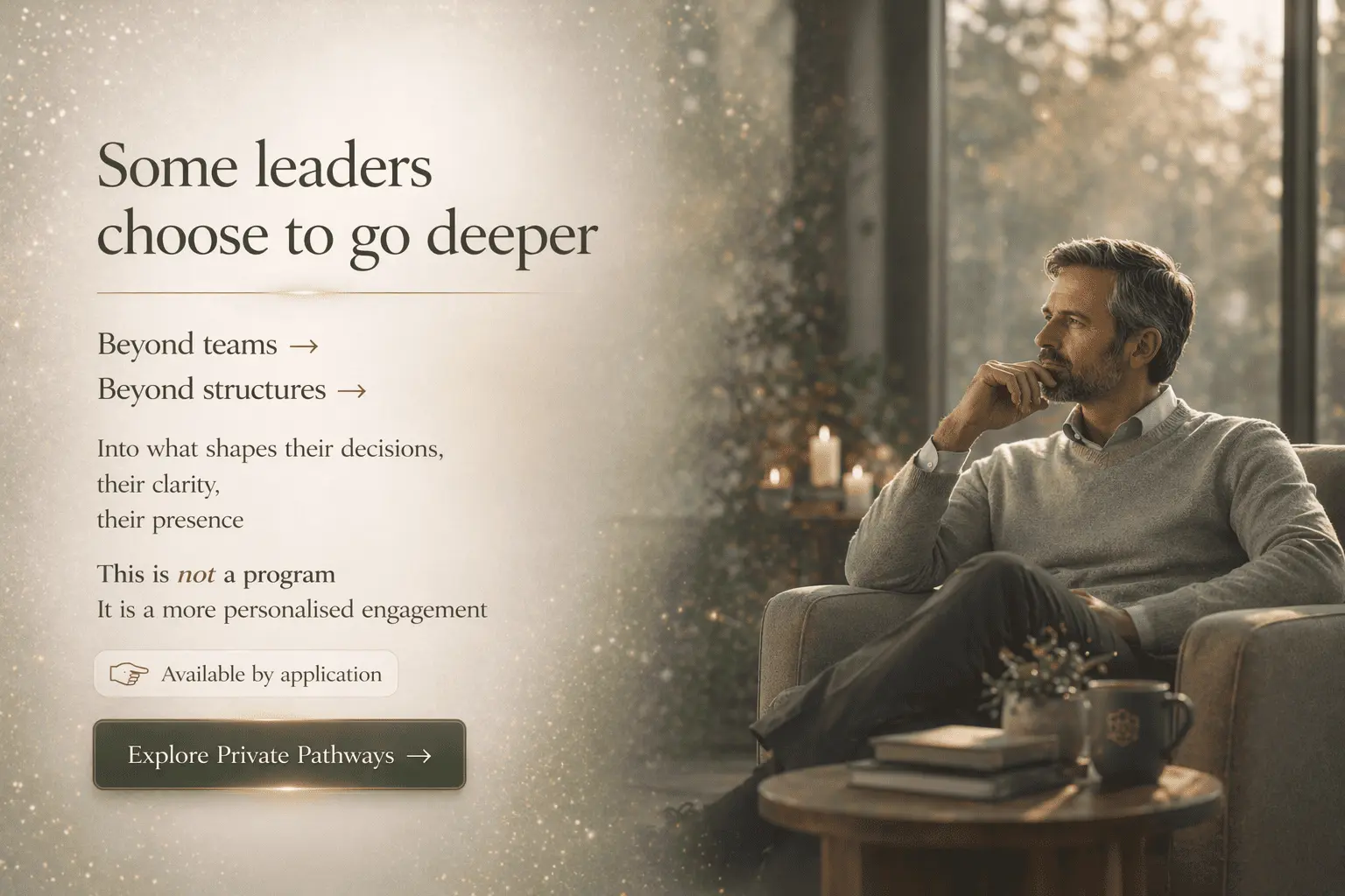 Leadership development pathway illustrating an optional deeper journey where leaders continue with advanced Alpha Healing Meditations, guided self-development and deeper inner work to strengthen self-awareness, emotional intelligence and authentic leadership.